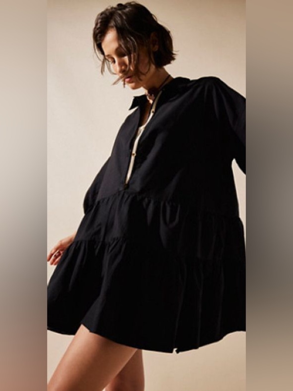 Free People Misha Mini Dress in black